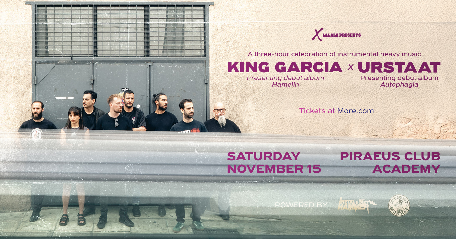 King Garcia and URSTAAT bands outside of a building promoting their live show for the presentation of their debut albums